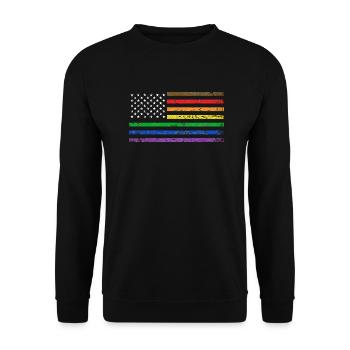 USA Pride-Flagge - Unisex Pullover - Schwarz - Vorne - Alina (178cm) & Michal (187cm)