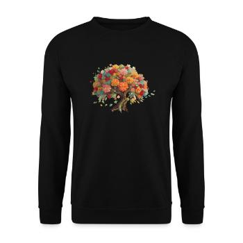 Baum-Bonsai bunt mit Laubblättern - Unisex Pullover - Schwarz - Vorne - Alina (178cm) & Michal (187cm)