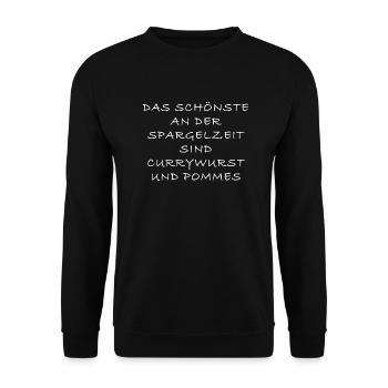 Currywurst vs Spargel - Unisex Pullover - Schwarz - Vorne - Alina (178cm) & Michal (187cm)