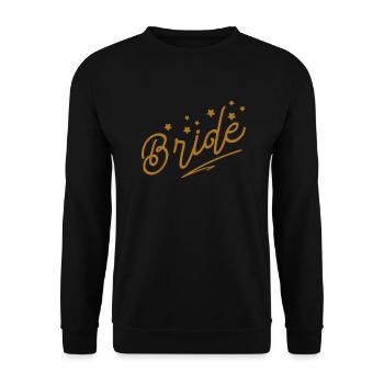 Bride in Elegant Golden Letters Minimalist Stars - Unisex Sweatshirt - black - Front - Alina (178cm) & Michal (187cm)