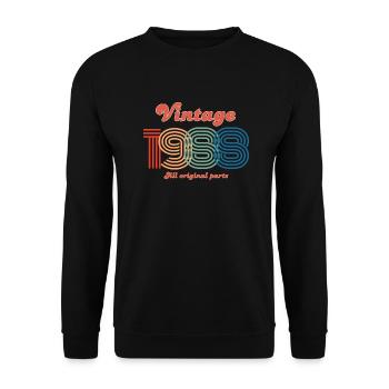 Jahrgang 1988, alle Originalteile - Unisex Pullover - Schwarz - Vorne - Alina (178cm) & Michal (187cm)