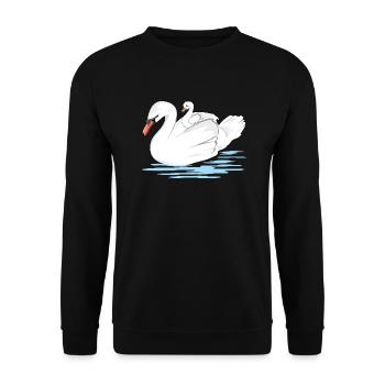 Une maman cygne blanc et son bébé - Sweat-shirt Unisexe - noir - Devant - Alina (178cm) & Michal (187cm)
