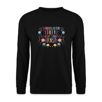 1 Grade School Child Back to School Kindergarten Kita E - Unisex Sweatshirt - black - Front - Alina (178cm) & Michal (187cm)