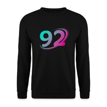 Nummer 92 mehrfarbig - Unisex Pullover - Schwarz - Vorne - Alina (178cm) & Michal (187cm)
