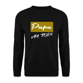 VATERTAG. FROHER VATERTAG. PAPA. ALLES GUTE - Unisex Pullover - Schwarz - Vorne - Alina (178cm) & Michal (187cm)