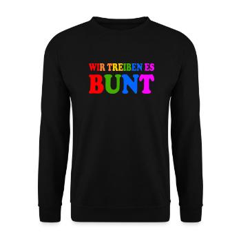 Wir treiben es bunt - Unisex Pullover - Schwarz - Vorne - Alina (178cm) & Michal (187cm)