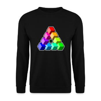 Cubes colorés triangulaires - Sweat-shirt Unisexe - noir - Devant - Alina (178cm) & Michal (187cm)