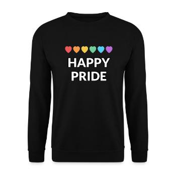 Happy Pride Regenbogenherzen LGBTQ Pride Monat - Unisex Pullover - Schwarz - Vorne - Alina (178cm) & Michal (187cm)