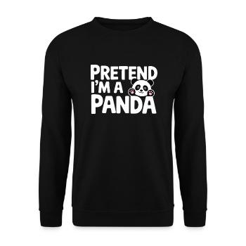 Panda-Design Humor - Tu so, als wär ich ein Panda - Unisex Pullover - Schwarz - Vorne - Alina (178cm) & Michal (187cm)