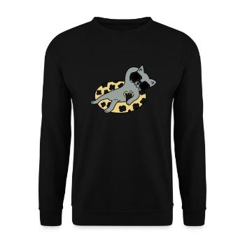 Chill out Cat - Unisex Pullover - Schwarz - Vorne - Alina (178cm) & Michal (187cm)