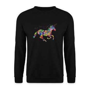 farbenvolles Einhorn Regenbogen - Unisex Pullover - Schwarz - Vorne - Alina (178cm) & Michal (187cm)