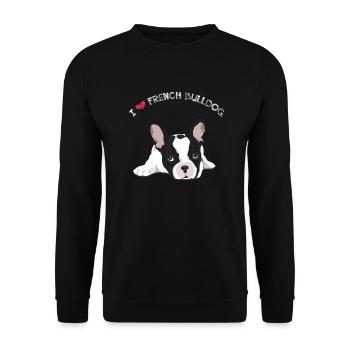 I Love French Bulldog - Unisex Sweatshirt - black - Front - Alina (178cm) & Michal (187cm)