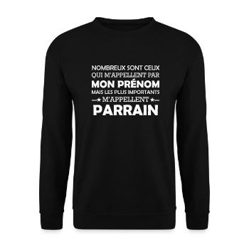 humour parrain /les importants m'appellent parrain - Sweat-shirt Unisexe - noir - Devant - Alina (178cm) & Michal (187cm)