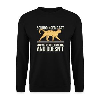 Le chat de La Science Amusant Pun Schrodinger entre en - Sweat-shirt Unisexe - noir - Devant - Alina (178cm) & Michal (187cm)
