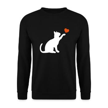 Cat Heart Kitten Silhouette Cat Lady Cats - Unisex Sweatshirt - black - Front - Alina (178cm) & Michal (187cm)