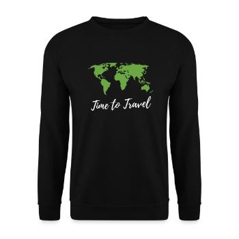 Reisen Fernweh Travel shirt World Map Geschenk - Unisex Sweatshirt - black - Front - Alina (178cm) & Michal (187cm)