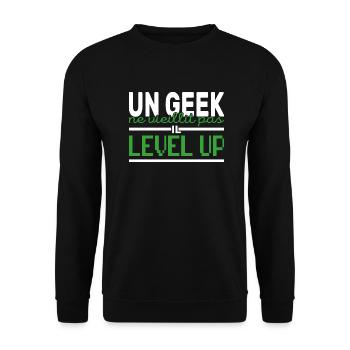 Un Geek ne vieillit Pas il Level up - Sweat-shirt Unisexe - noir - Devant - Alina (178cm) & Michal (187cm)