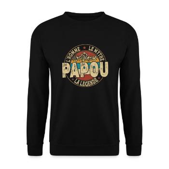 Papou L'homme Le Mythe La Légende Cadeau - Sweat-shirt Unisexe - noir - Devant - Alina (178cm) & Michal (187cm)