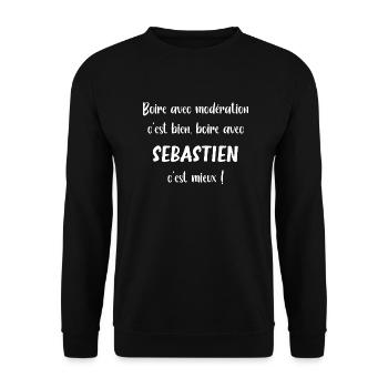 Boire avec sebastien c'est mieux - Sweat-shirt Unisexe - noir - Devant - Alina (178cm) & Michal (187cm)