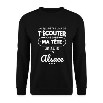 Dans ma tête je suis en Alsace - Sweat-shirt Unisexe - noir - Devant - Alina (178cm) & Michal (187cm)