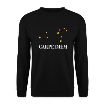 Carpe Diem nutze den Tag Sternbild Löwe Horoskop - Unisex Pullover - Schwarz - Vorne - Alina (178cm) & Michal (187cm)