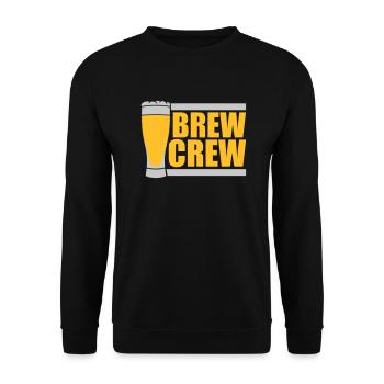 Brew Crew Bierglas Spruch - Unisex Pullover - Schwarz - Vorne - Alina (178cm) & Michal (187cm)