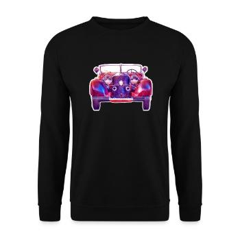 Rot-Blauer Klassischer Oldtimer - Unisex Pullover - Schwarz - Vorne - Alina (178cm) & Michal (187cm)