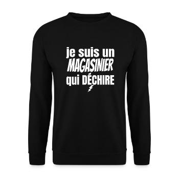 magasinier qui déchire - Sweat-shirt Unisexe - noir - Devant - Alina (178cm) & Michal (187cm)