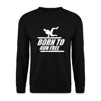 Born To Run Free Free Running Parkour Traceur - Unisex Pullover - Schwarz - Vorne - Alina (178cm) & Michal (187cm)