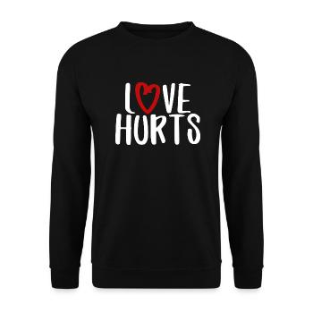 love hurts love font funny saying - Unisex Sweatshirt - black - Front - Alina (178cm) & Michal (187cm)