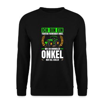 Ich Bin Ein Traktor Fahrender Onkel Traktor - Unisex Pullover - Schwarz - Vorne - Alina (178cm) & Michal (187cm)
