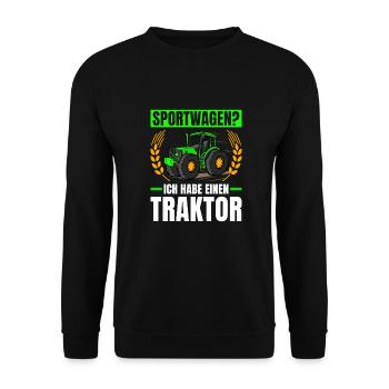 Landwirtschaft Sportwagen? Ich Habe Einen Traktor - Unisex Pullover - Schwarz - Vorne - Alina (178cm) & Michal (187cm)