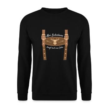 Mei Lederhosn Drogt Heit Mei Sohn Lederhose Ersatz - Unisex Pullover - Schwarz - Vorne - Alina (178cm) & Michal (187cm)