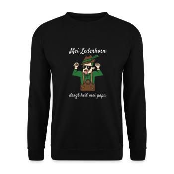 Mei Lederhosn Drogt Heit Mei Papa Lederhose Ersatz - Unisex Pullover - Schwarz - Vorne - Alina (178cm) & Michal (187cm)