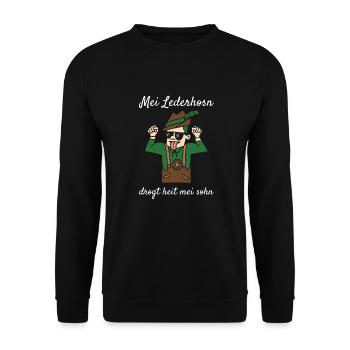 Mei Lederhosn Drogt Heit Mei Sohn Lederhose Ersatz - Unisex Pullover - Schwarz - Vorne - Alina (178cm) & Michal (187cm)