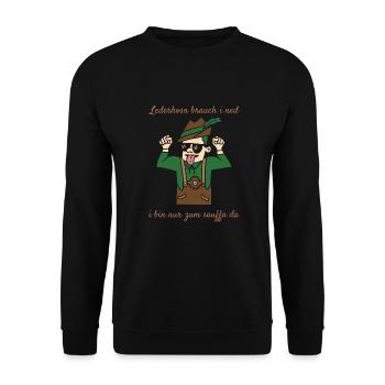 Lederhosn Brauch i Ned I Bin Nur Zum Sauffa Da - Unisex Pullover - Schwarz - Vorne - Alina (178cm) & Michal (187cm)