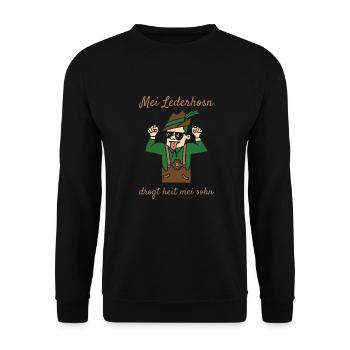 Mei Lederhosn Drogt Heit Mei Sohn Lederhose Ersatz - Unisex Pullover - Schwarz - Vorne - Alina (178cm) & Michal (187cm)