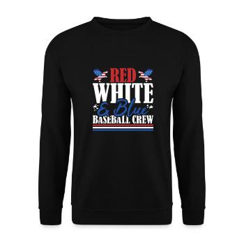 Veteran US Flag Red White & Blue Baseball Crew - Unisex Sweatshirt - black - Front - Alina (178cm) & Michal (187cm)