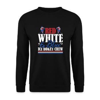 Veteran US Flag Red White & Blue Ice Hokey Crew - Unisex Pullover - Schwarz - Vorne - Alina (178cm) & Michal (187cm)