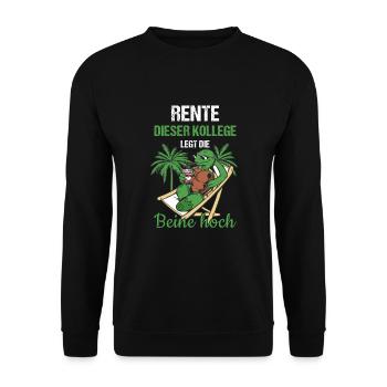 Rente Dieser Kollege Legt Die Beine Hoch Rente - Unisex Pullover - Schwarz - Vorne - Alina (178cm) & Michal (187cm)