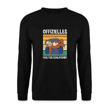 Offizielles Faultier Schlafshirt Süßes Faultier - Unisex Pullover - Schwarz - Vorne - Alina (178cm) & Michal (187cm)