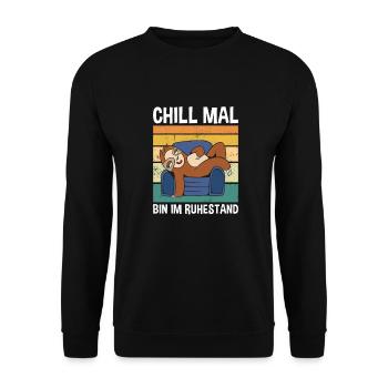 Chill Mal Bin Im Ruhestand Süßes Faultier - Unisex Pullover - Schwarz - Vorne - Alina (178cm) & Michal (187cm)