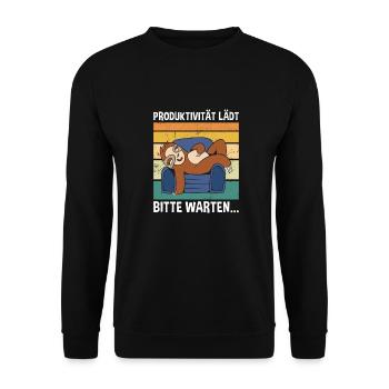 Produktivität Lädt Bitte Warten... Süßes Faultier - Unisex Pullover - Schwarz - Vorne - Alina (178cm) & Michal (187cm)