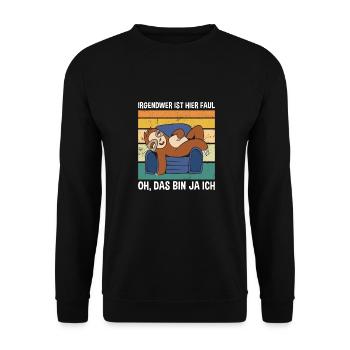 Irgendwer Ist Hier Faul Das Bin Ja Ich Faultier - Unisex Pullover - Schwarz - Vorne - Alina (178cm) & Michal (187cm)