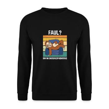 Faul? Bin Im Energiesparmodus Süßes Faultier - Unisex Pullover - Schwarz - Vorne - Alina (178cm) & Michal (187cm)