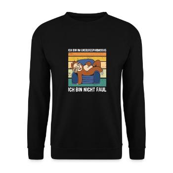 Bin Im Energiesparmodus Bin Nicht Faul Faultier - Unisex Pullover - Schwarz - Vorne - Alina (178cm) & Michal (187cm)