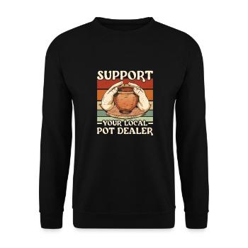 Töpfern Support Your Local Pot Dealer Keramik - Unisex Pullover - Schwarz - Vorne - Alina (178cm) & Michal (187cm)