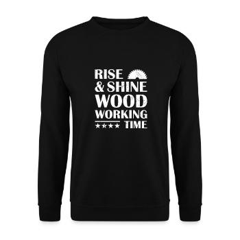 Carpenter Rise& Shine Woodworking Time Woodworking - Unisex Pullover - Schwarz - Vorne - Alina (178cm) & Michal (187cm)