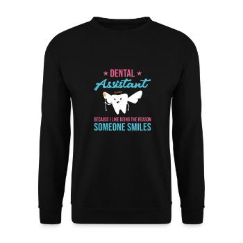 The Reason Someone Smiles Dental Assistant - Unisex Pullover - Schwarz - Vorne - Alina (178cm) & Michal (187cm)