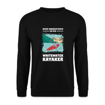 Never Underestimate An Old Whitewater Kayaker - Unisex Pullover - Schwarz - Vorne - Alina (178cm) & Michal (187cm)